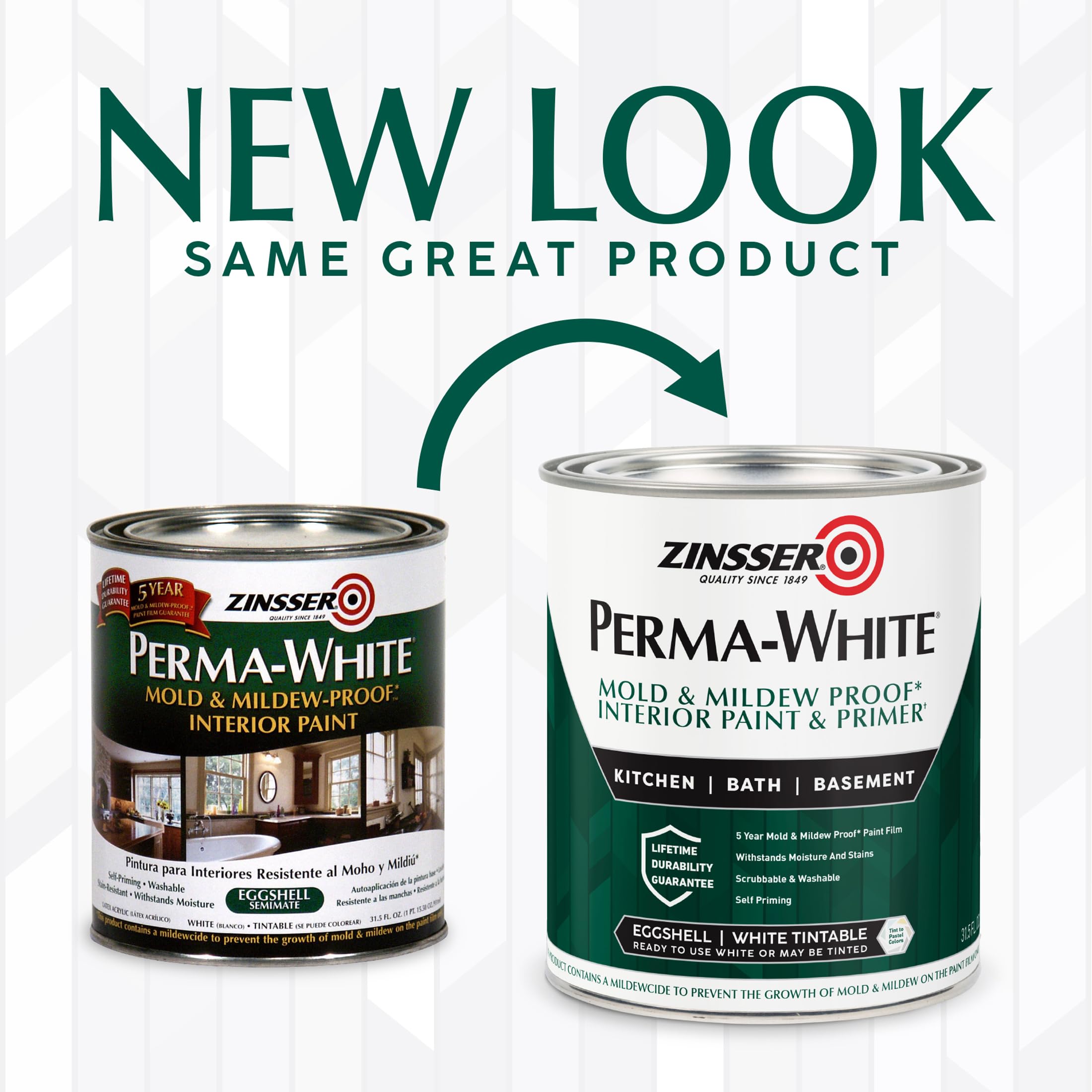 Zinsser Perma-White dries in about two hours for a quick room refresh.