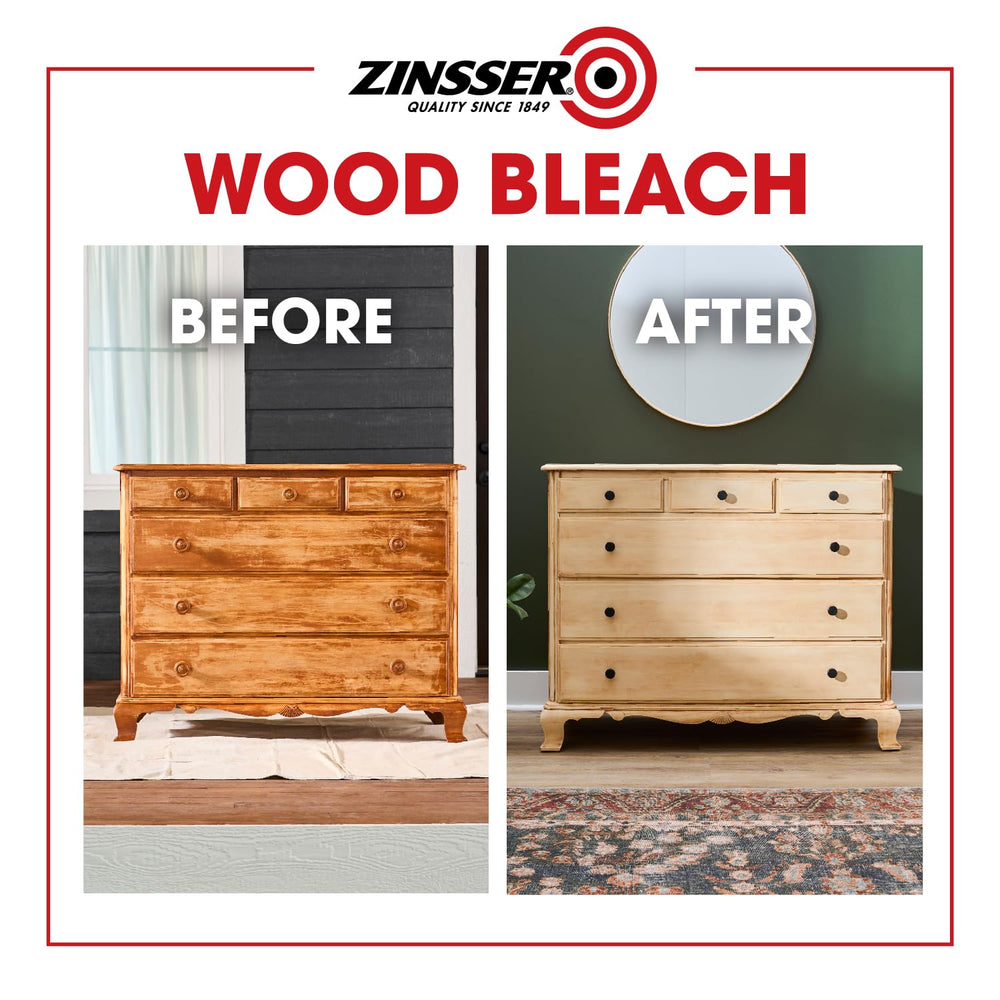 Zinsser Wood Bleach Kit on furniture shows lighter color and grain.