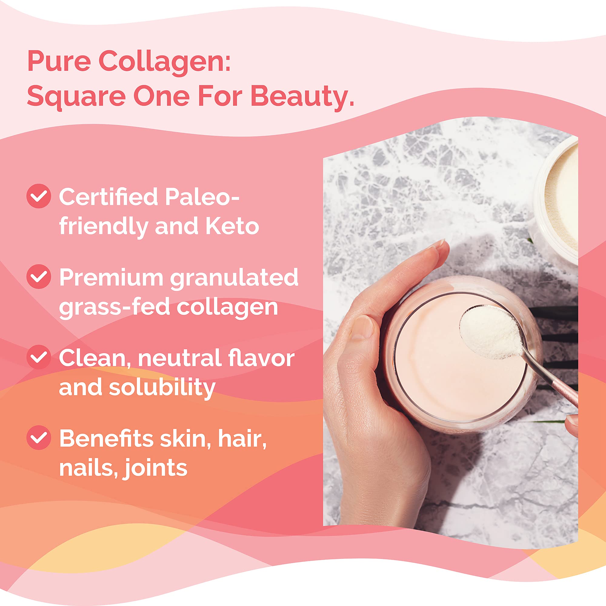 Zint Collagen Peptides close-up powder highlights glycine and proline content.