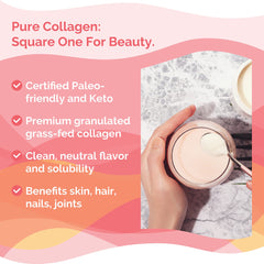 Zint Collagen Peptides close-up powder highlights glycine and proline content.