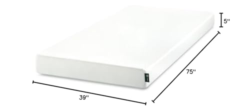Zinus 5in twin green tea memory foam mattress unboxed on bed highlights instant comfort