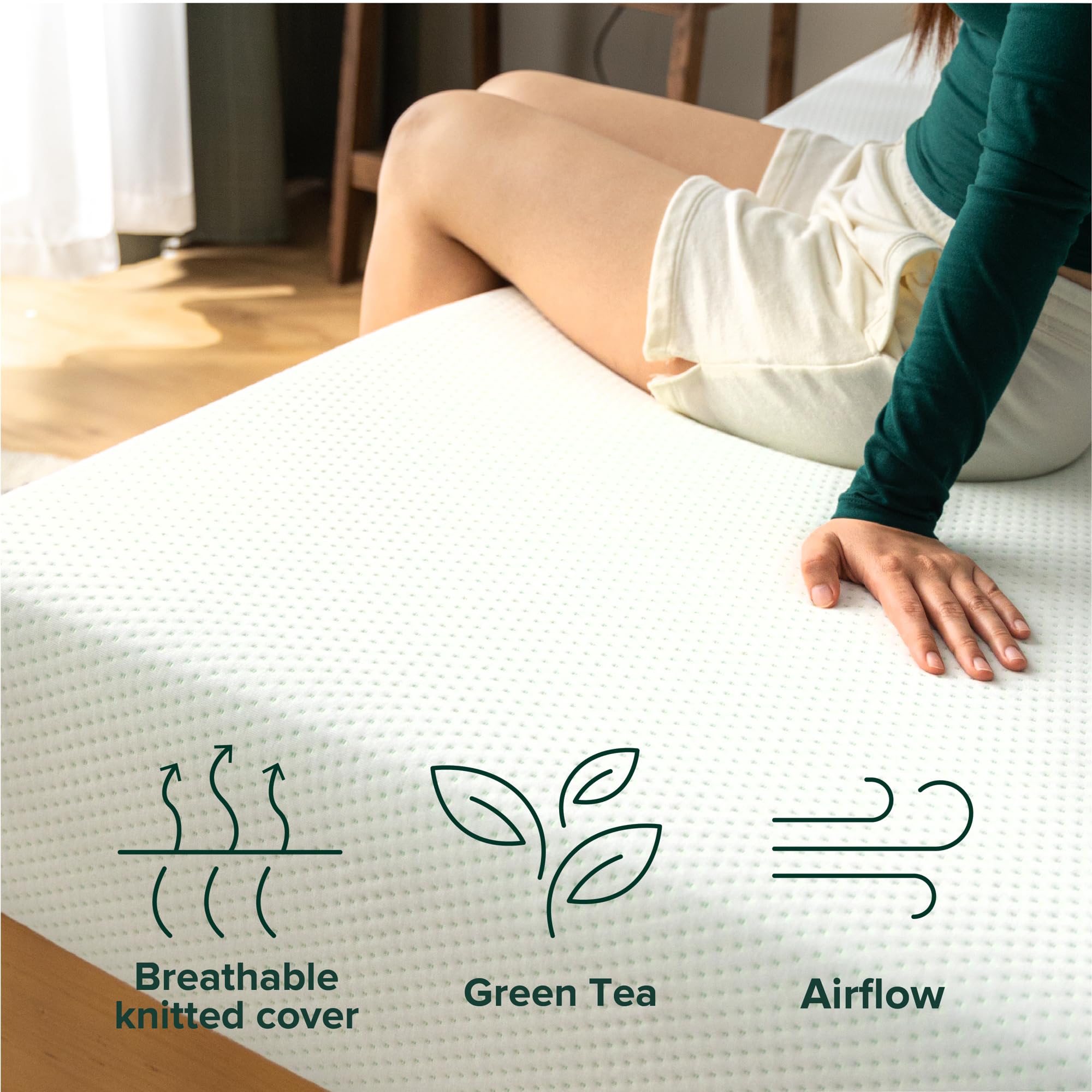 OEKO-TEX certified cover on Zinus green tea memory foam mattress