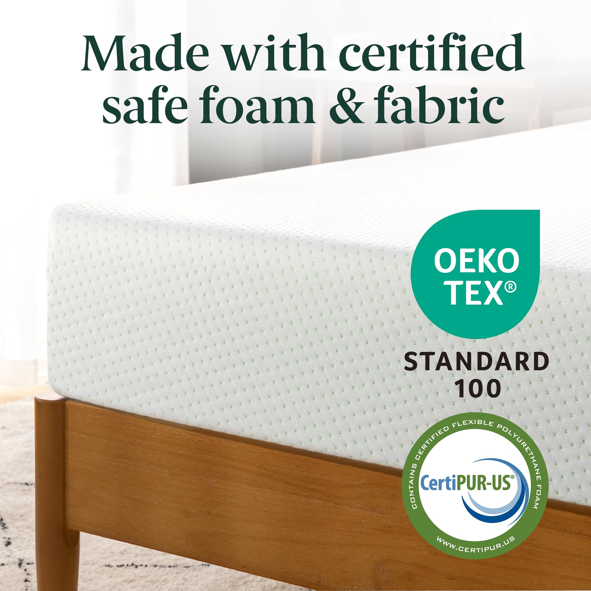 Zoned pressure relief technology visible in Zinus memory foam mattress