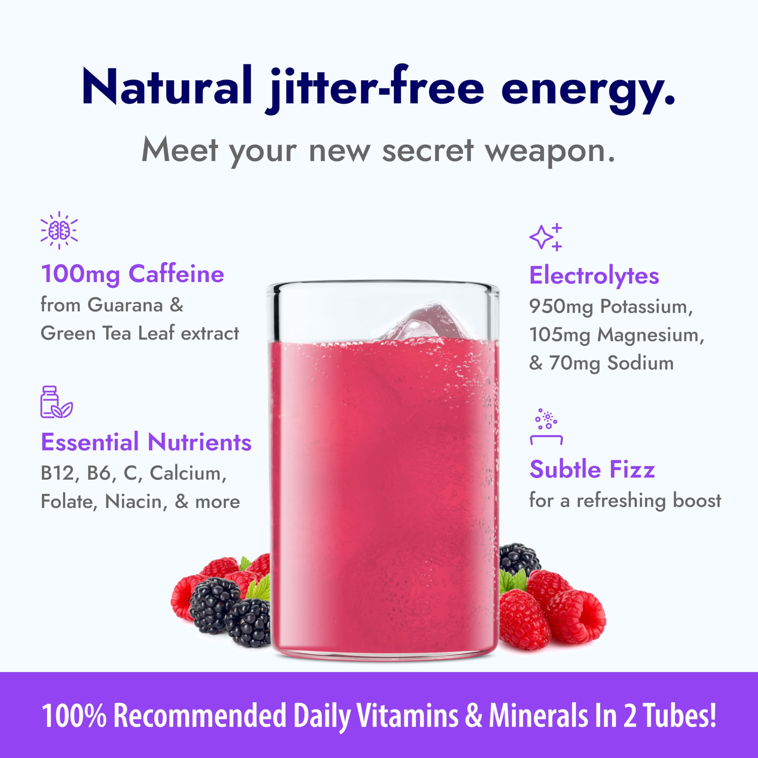 Zipfizz Berry in a glass creating a refreshing, low-sugar hydration drink.