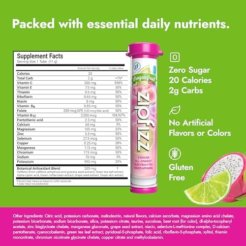Zipfizz dragon fruit lime powder dissolving in water for hydration and flavor.