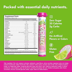 Zipfizz dragon fruit lime powder dissolving in water for hydration and flavor.
