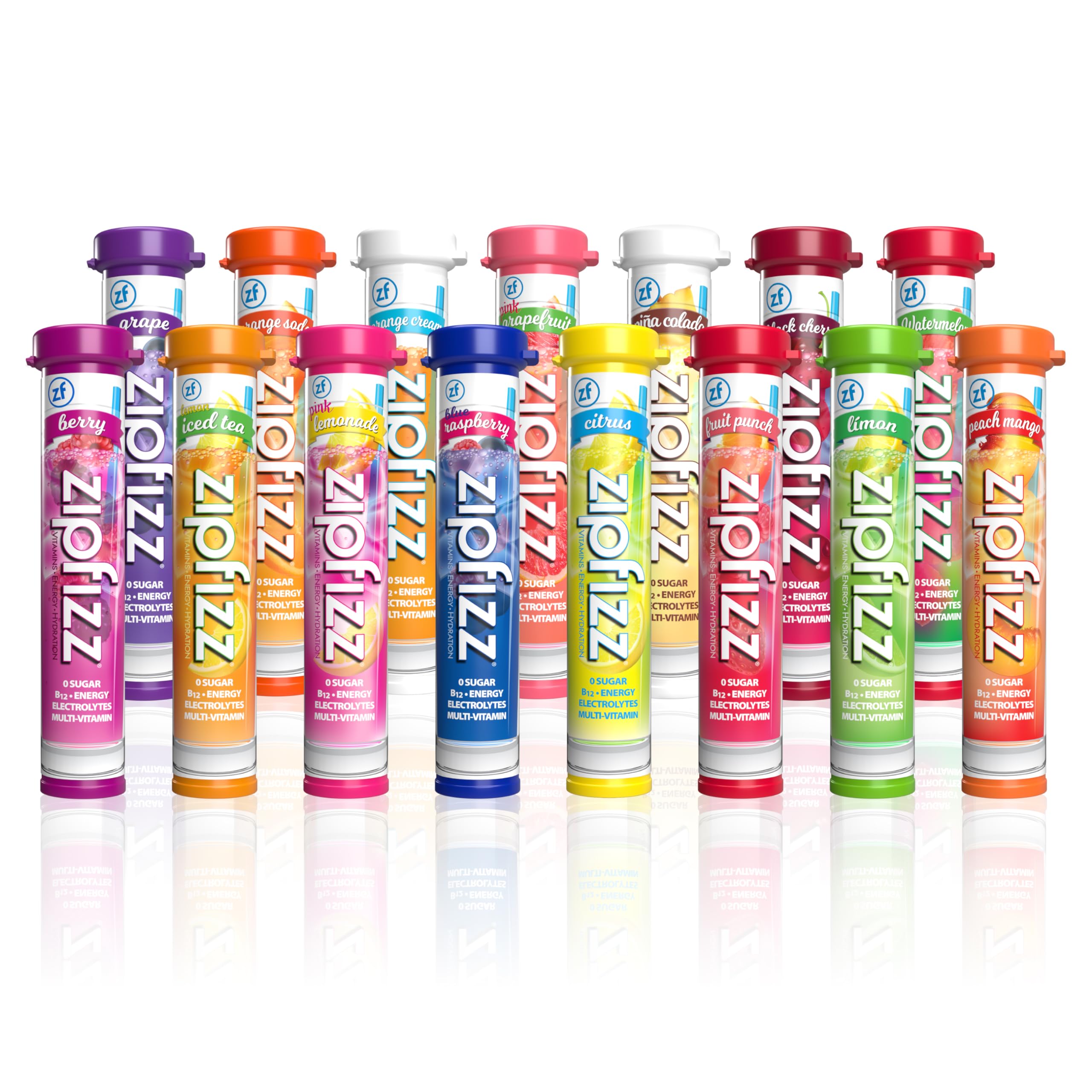 Zipfizz daily energy pack front shows branding and sugar-free energy for workouts.