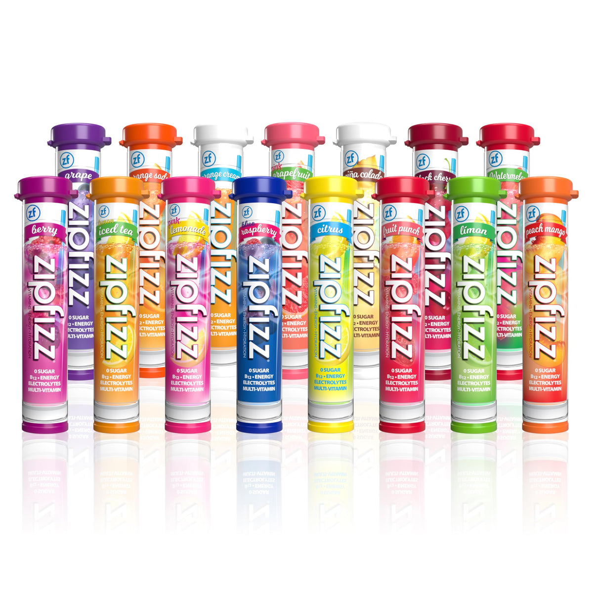 Zipfizz daily energy pack front shows branding and sugar-free energy for workouts.