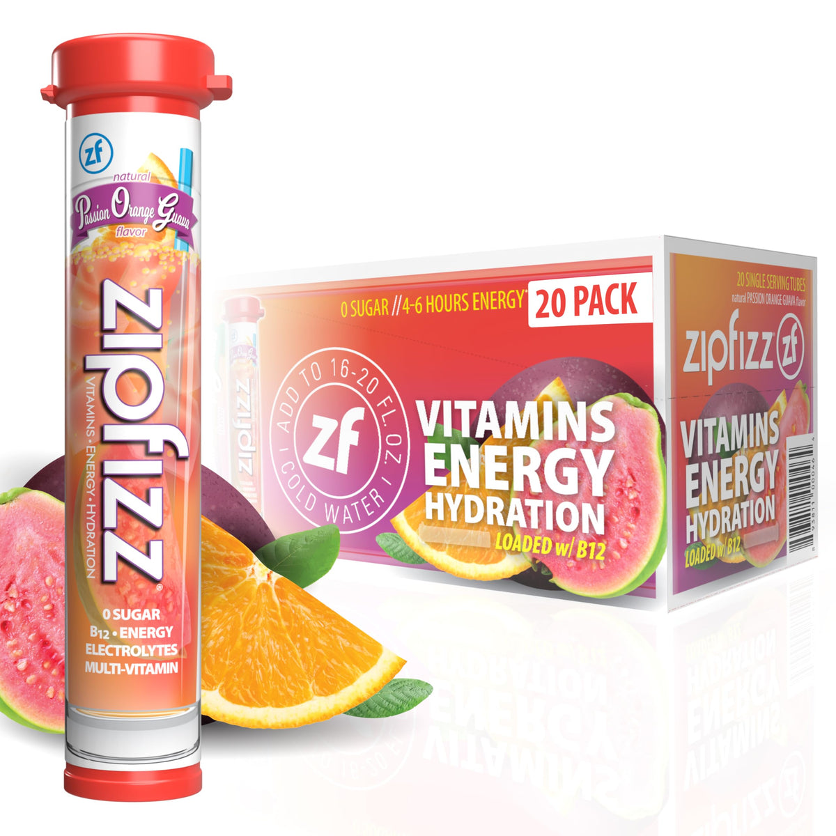 Zipfizz daily energy packet ready to mix for sustained focus.