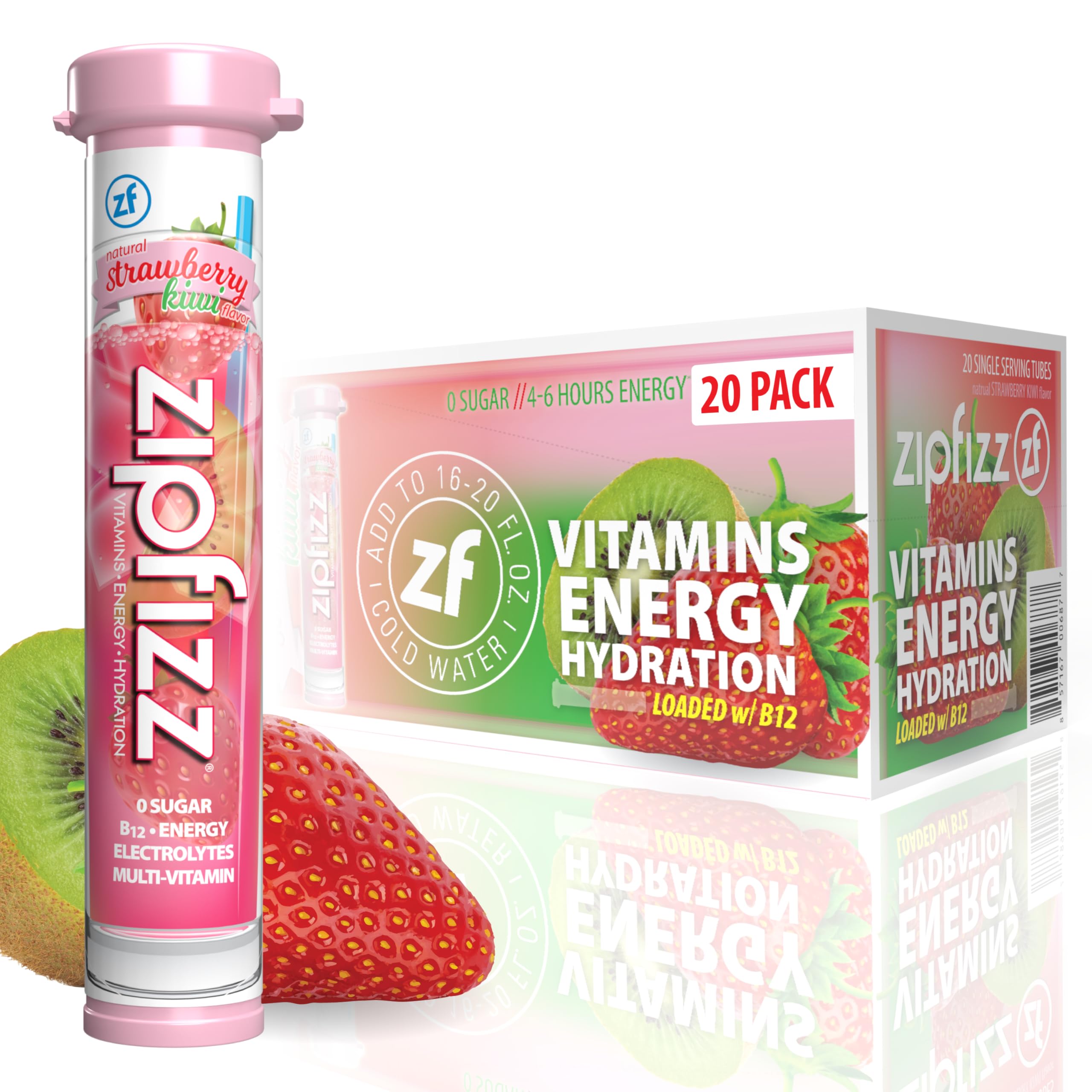 Zipfizz daily energy powder strawberry kiwi packet for a refreshing boost