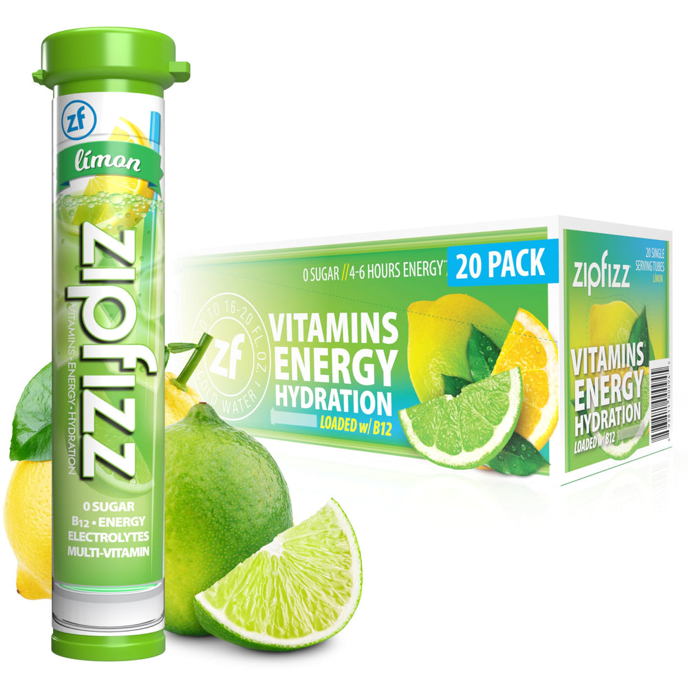 Zipfizz daily energy powder tube with measured serving for sustained focus.