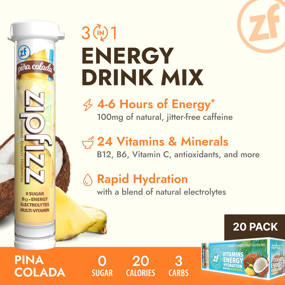 Zipfizz electrolyte hydration powder in glass — quick hydration for workouts and daily activity