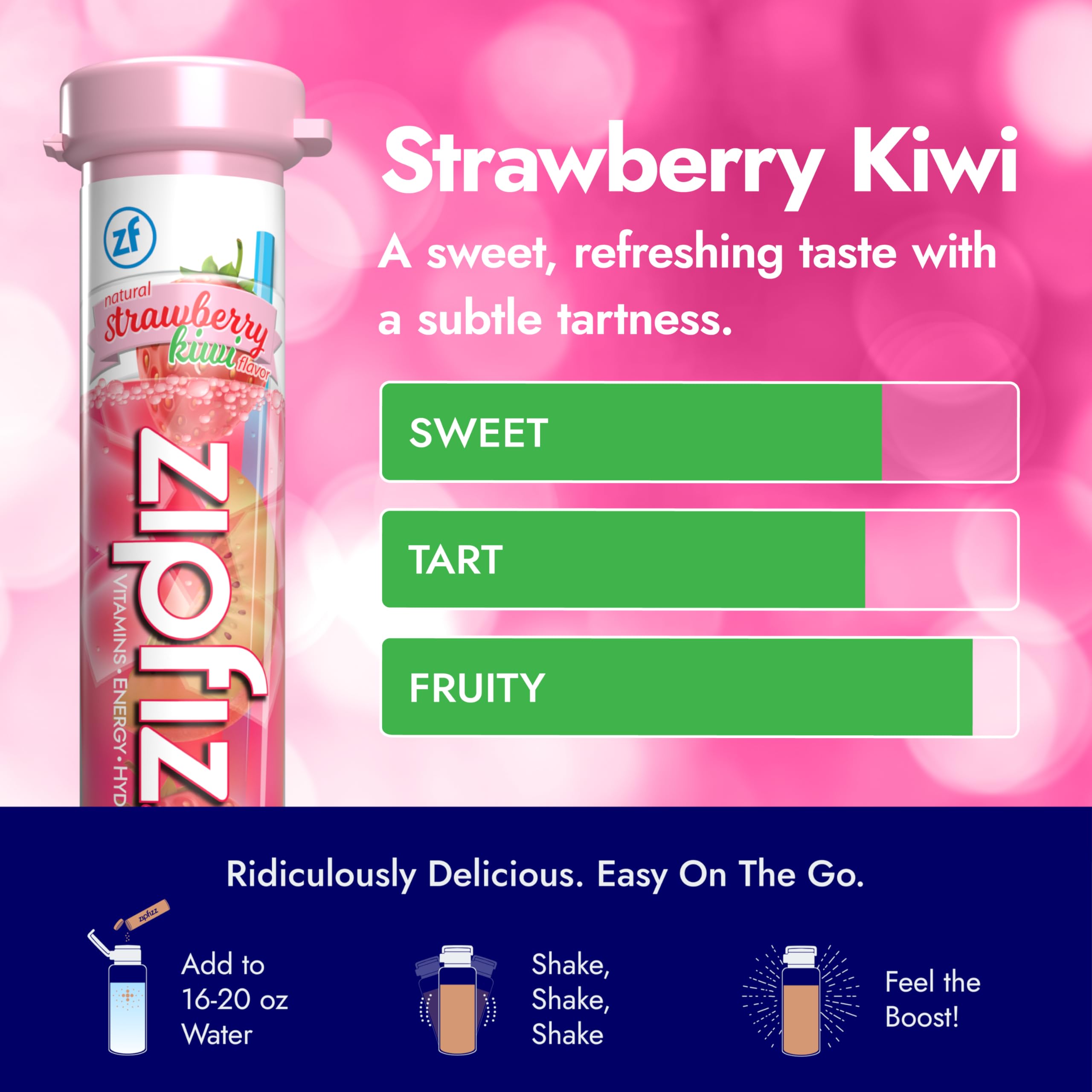 Zipfizz flavor visual strawberry kiwi emphasizing natural taste