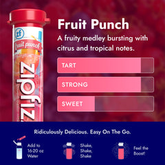 Zipfizz Fruit Punch nutrition label highlights vitamins and electrolytes.