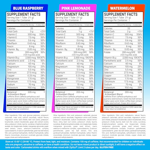 Zipfizz no sugar label emphasizes guilt-free energy option.