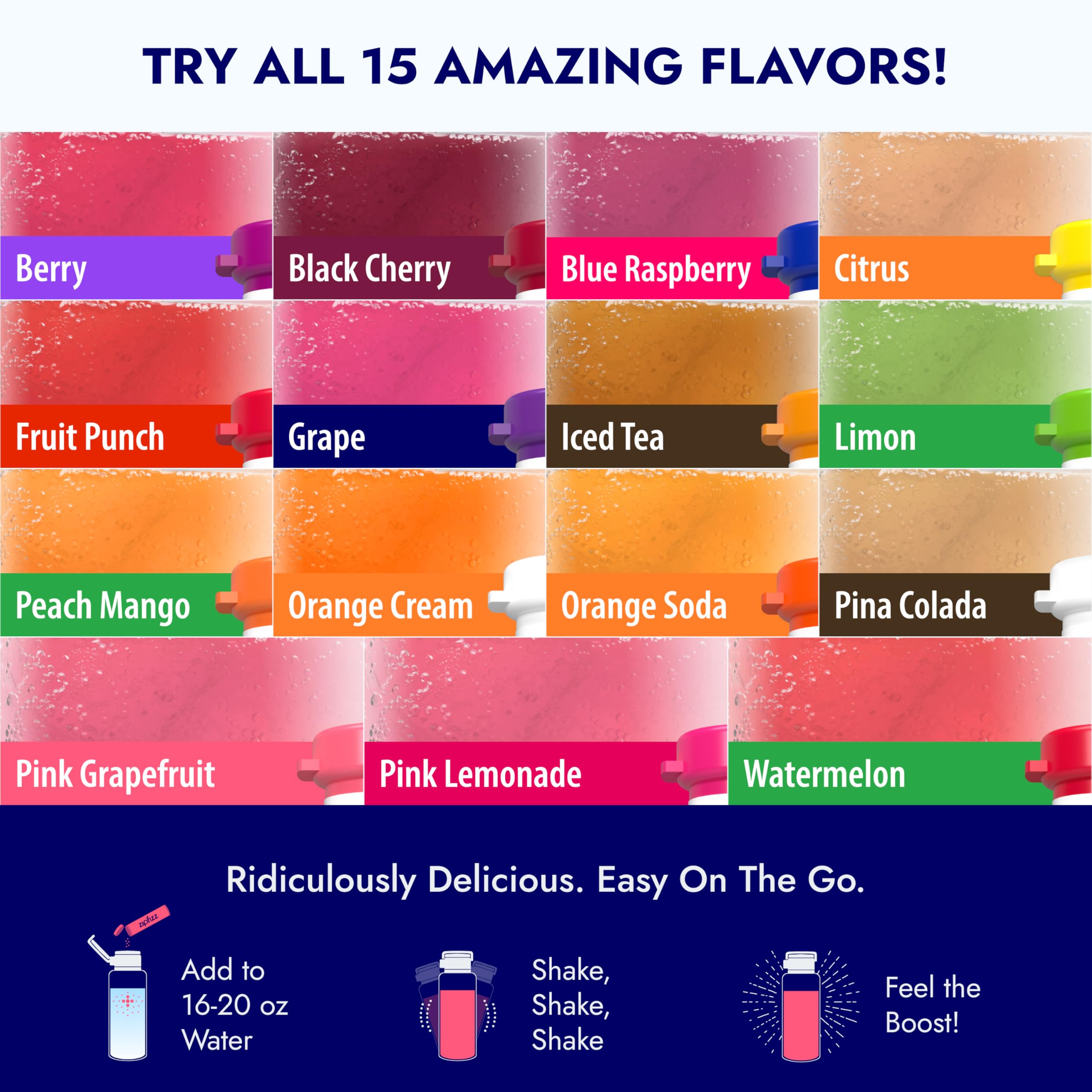 Zipfizz on-the-go bottle demonstrates portable energy for busy days.