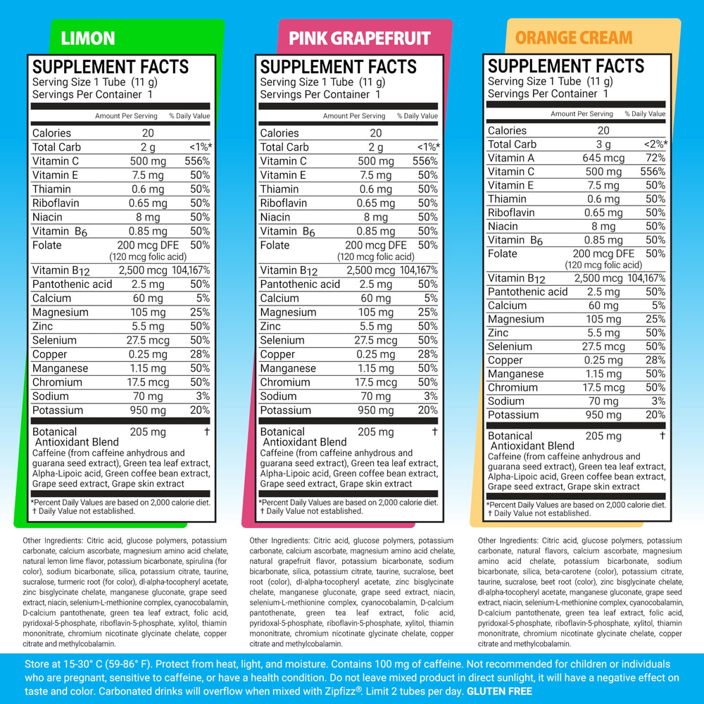 Zipfizz prepared drink in a glass features vibrant color and refreshing hydration.