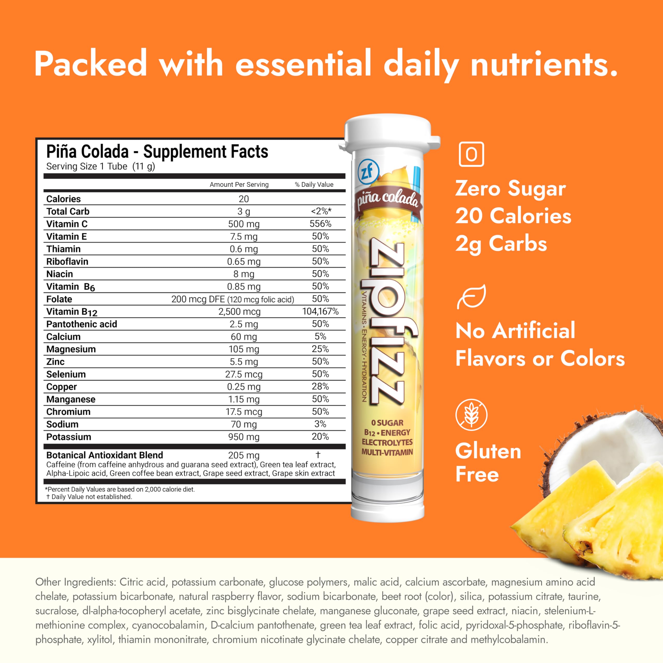 Zipfizz tropical pina colada powder mix — refreshing flavor while staying hydrated during workouts