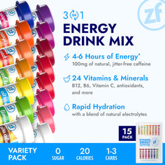 Zipfizz variety pack box with tubes highlights 15 flavor options.