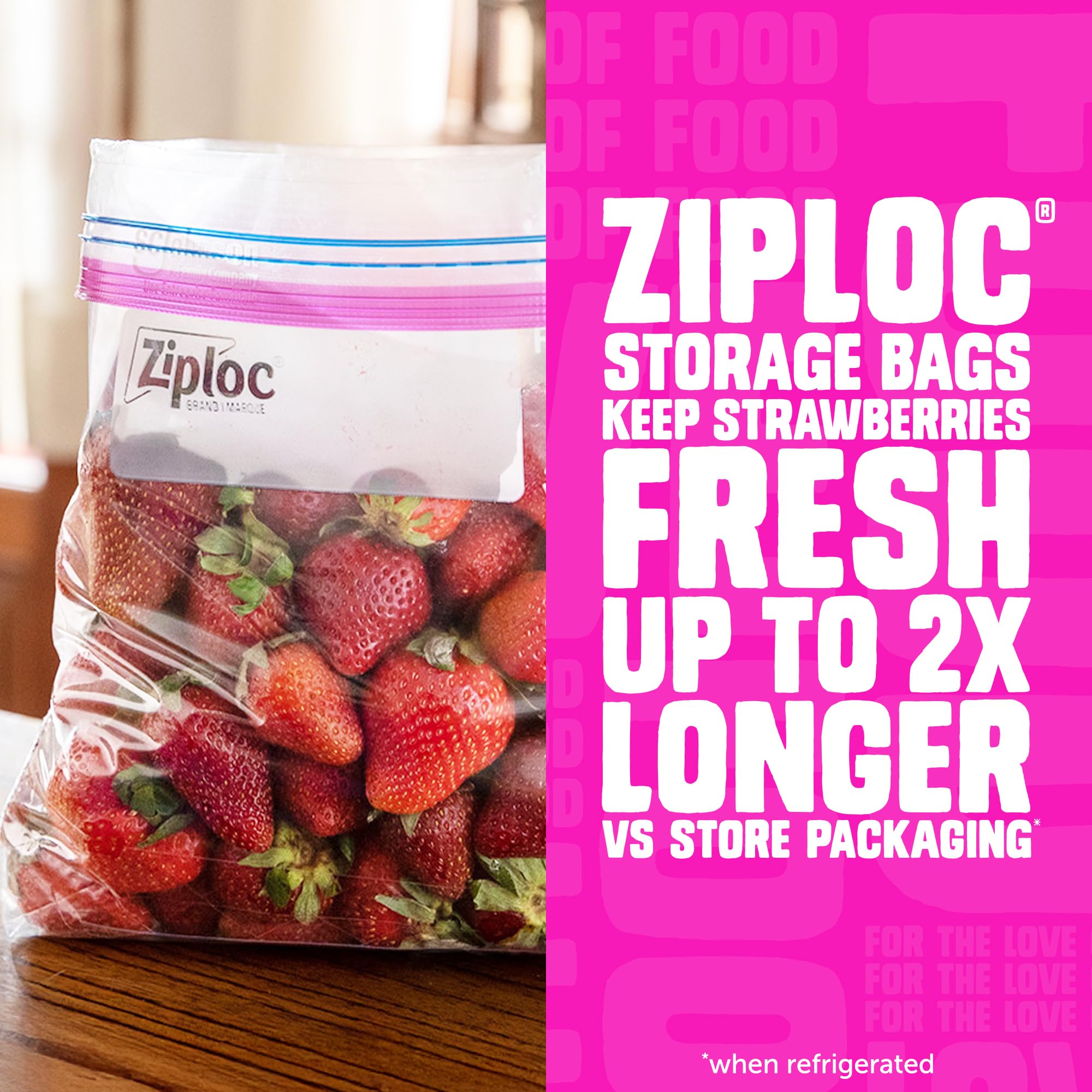 Ziploc quart bags are easy to fill for meal prep and leftovers.
