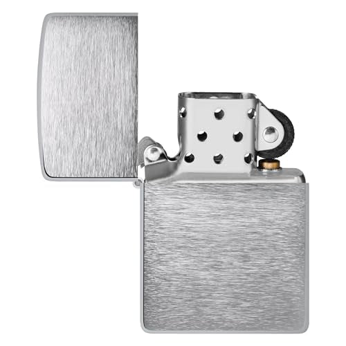 Zippo brushed chrome lighter windproof flame for reliable outdoor use.