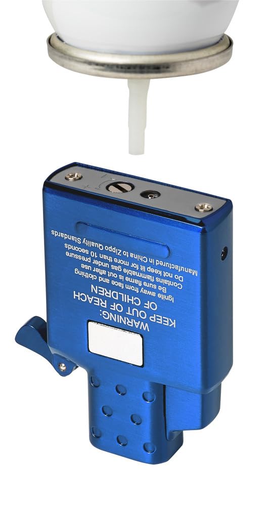 Zippo insert ready for butane refill with 0.9g capacity noted.