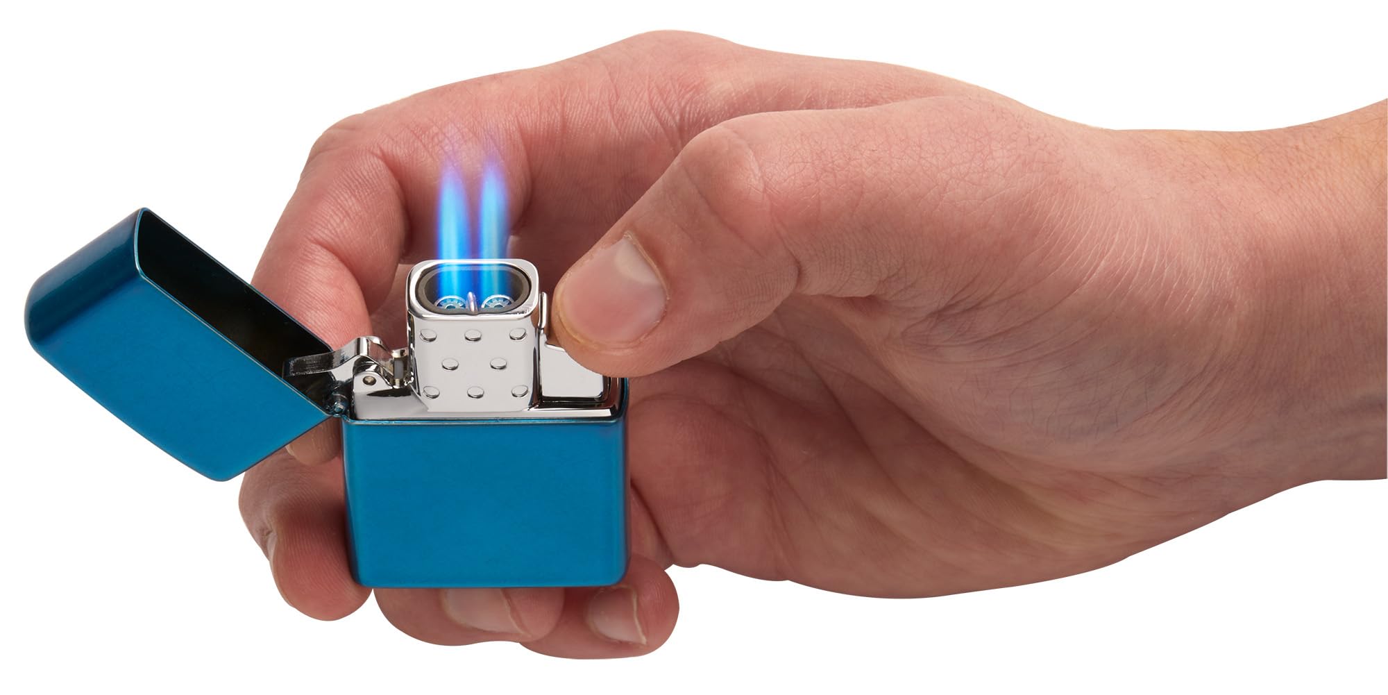 Zippo windproof two-torch design resists breeze for lighting