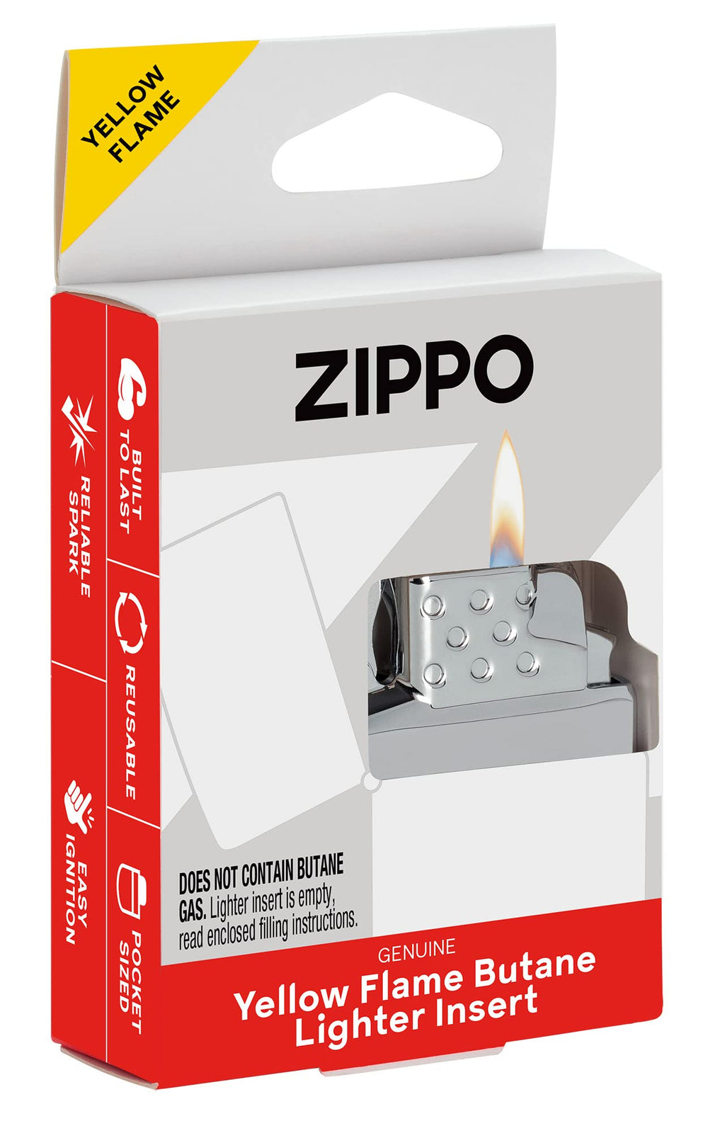 Zippo Yellow Flame insert packaging in gift box ready to gift
