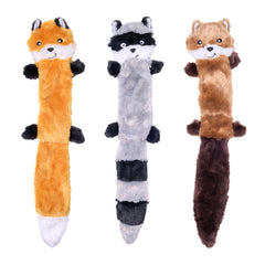 ZippyPaws Skinny Peltz fox toy with three squeakers for engaging playtime.