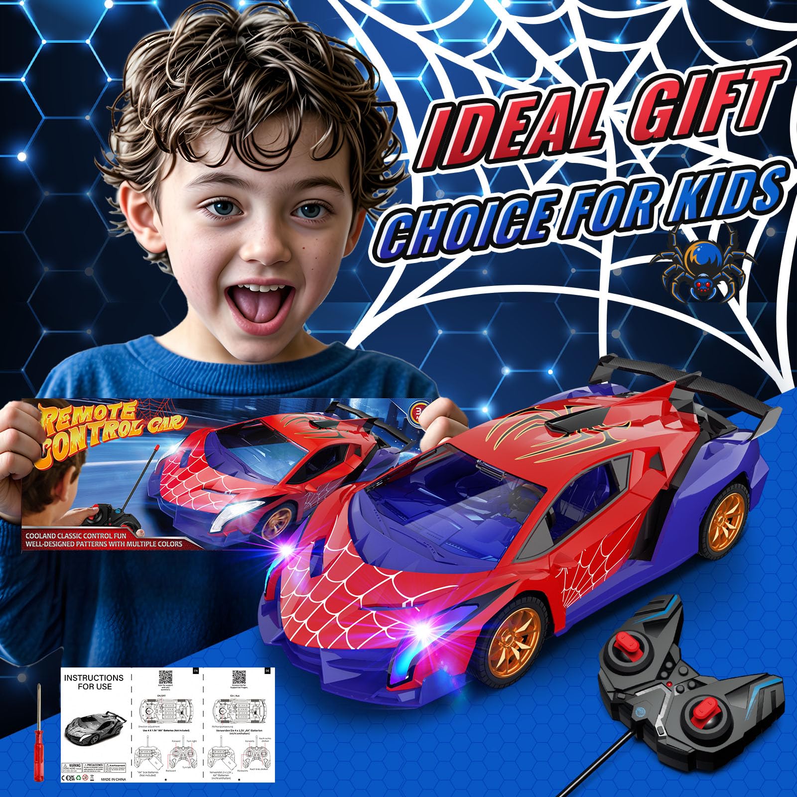 ZIROKAY Spider RC Car bold spider patterns boost visual appeal during play
