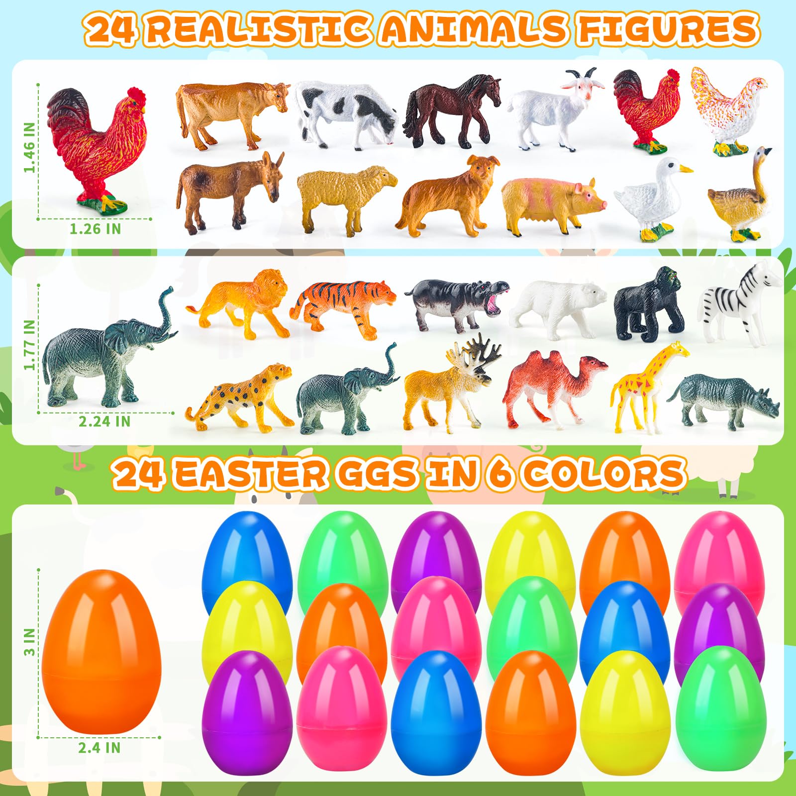 ZIRSENG animal figurines inside eggs ideal for storytelling and pretend play.