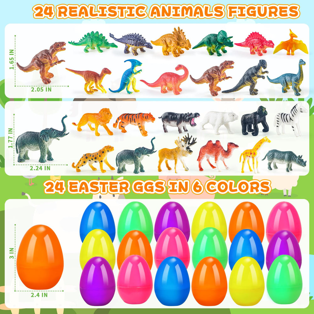 ZIRSENG Easter eggs with animal figurines for educational pretend play