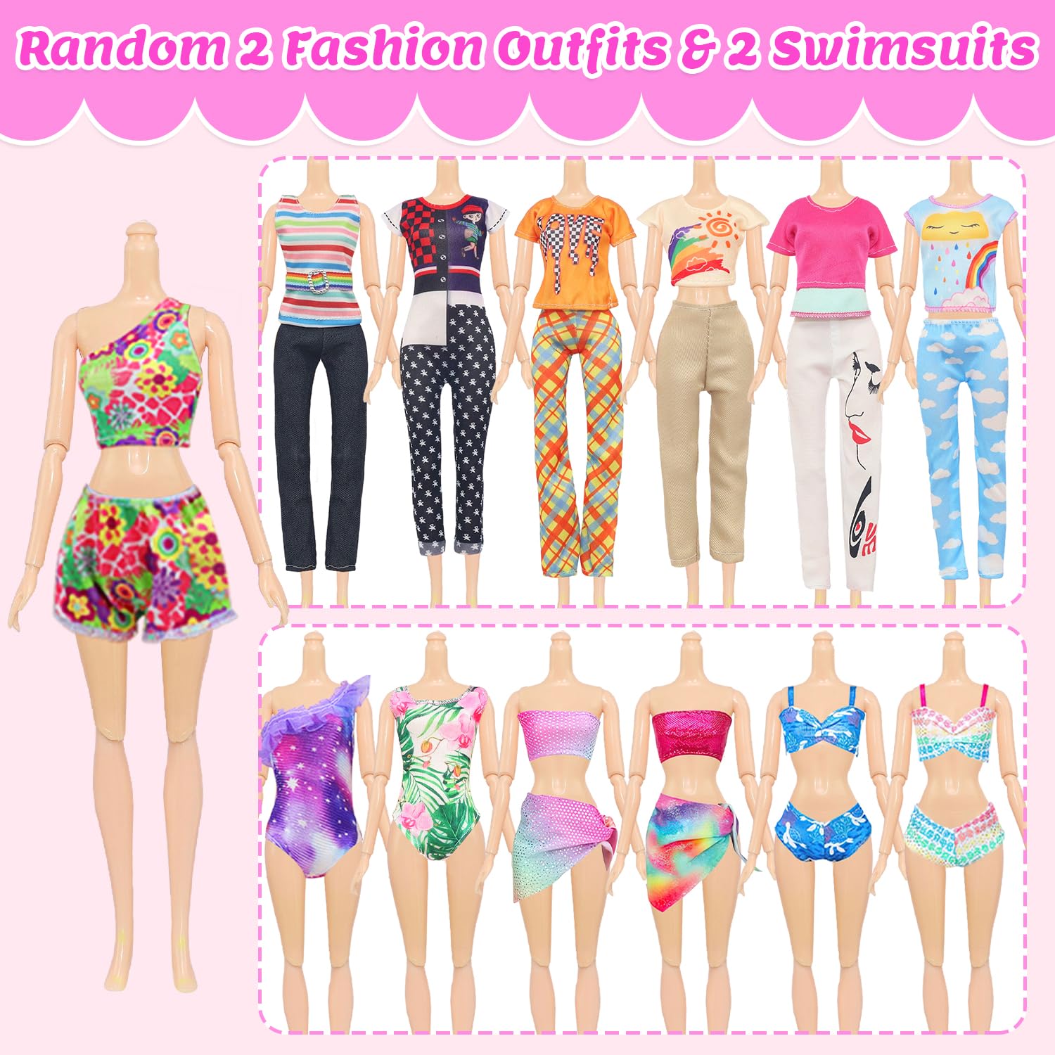 Two casual outfits encourage everyday dress-up adventures.