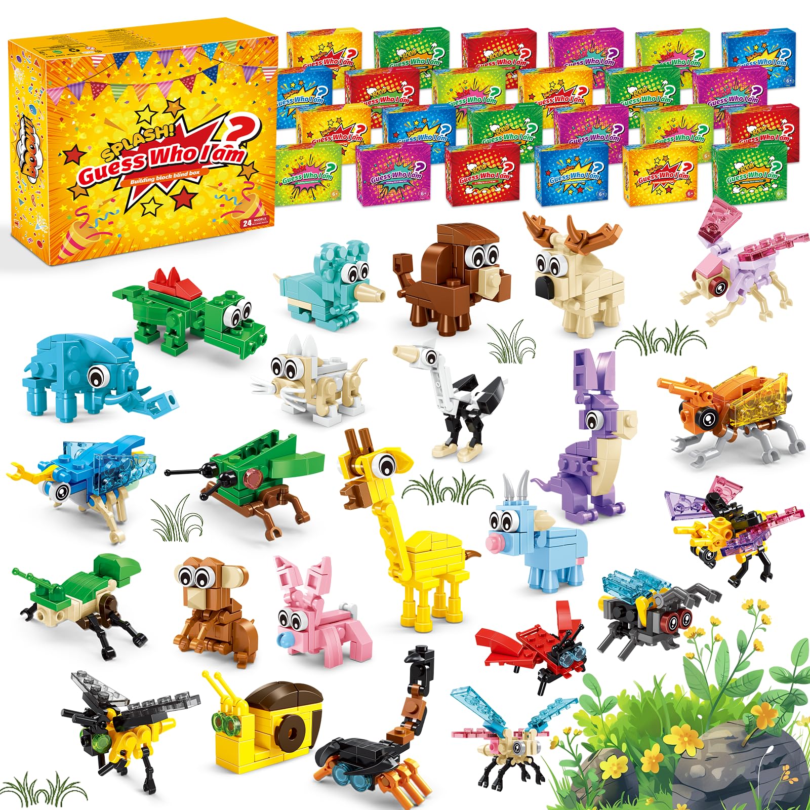 Zitetbolo 24-pack animal building blocks for party favors and play