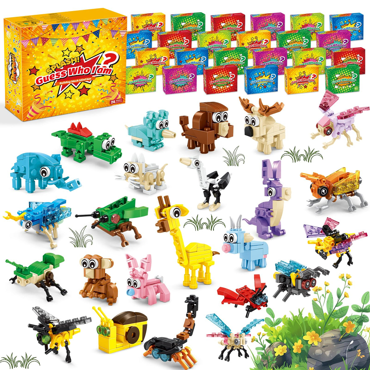 Zitetbolo 24-pack animal building blocks for party favors and play