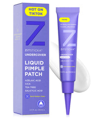 ZitSticka liquid patch application close-up showing invisible protection for pimples.