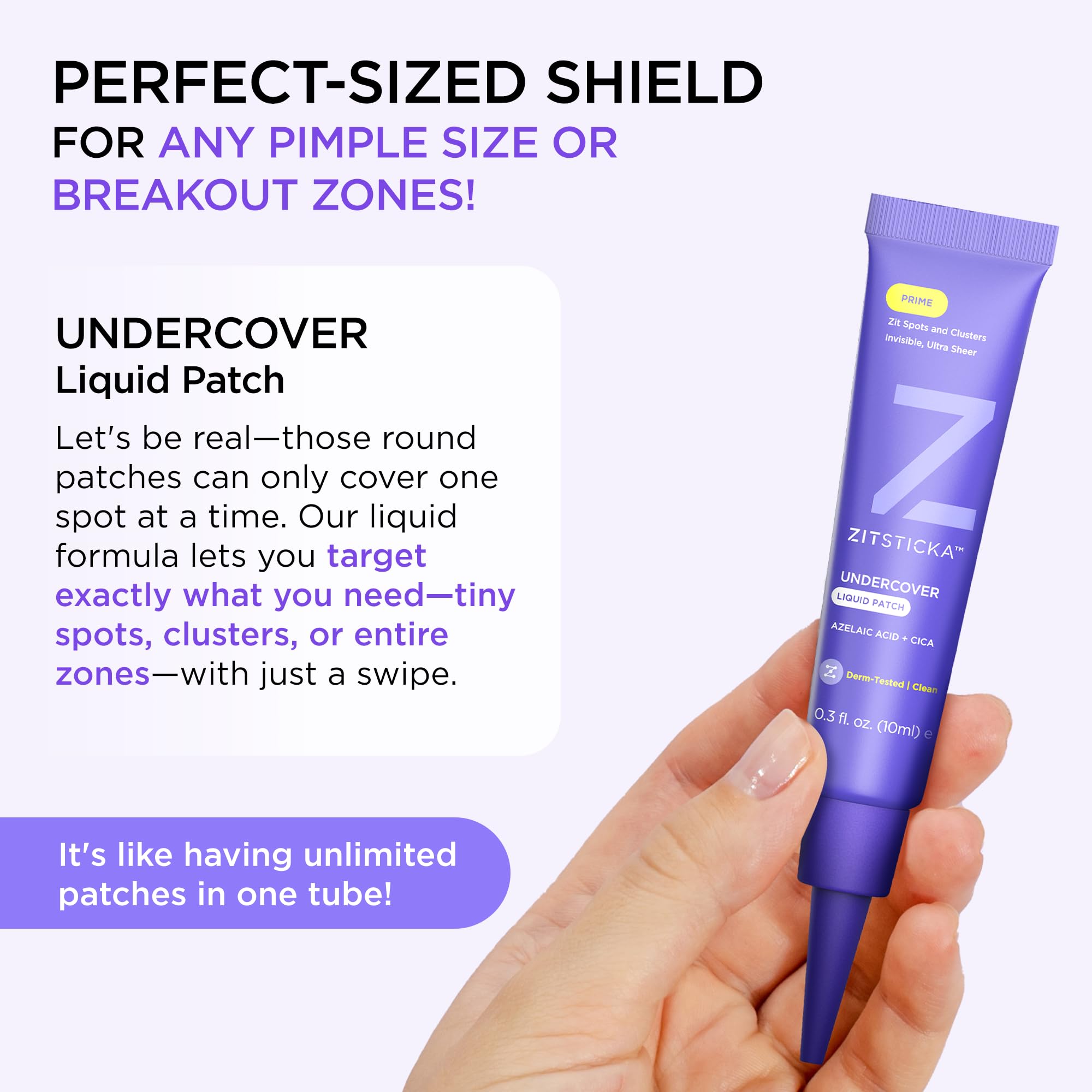 ZitSticka patch with custom-fit coverage for varying blemishes.