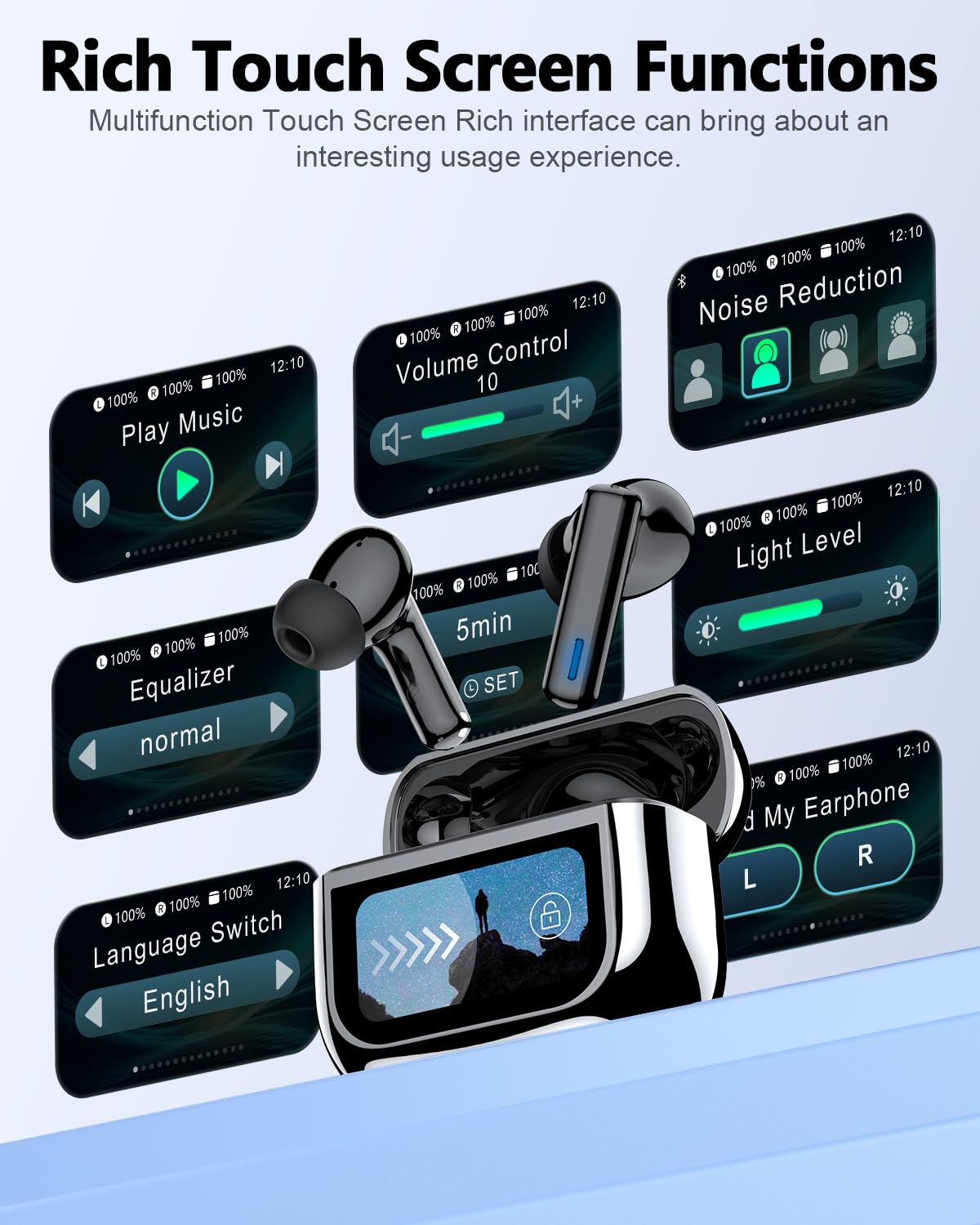 ZIUTY earbuds case open with buds ready for quick access and pairing.