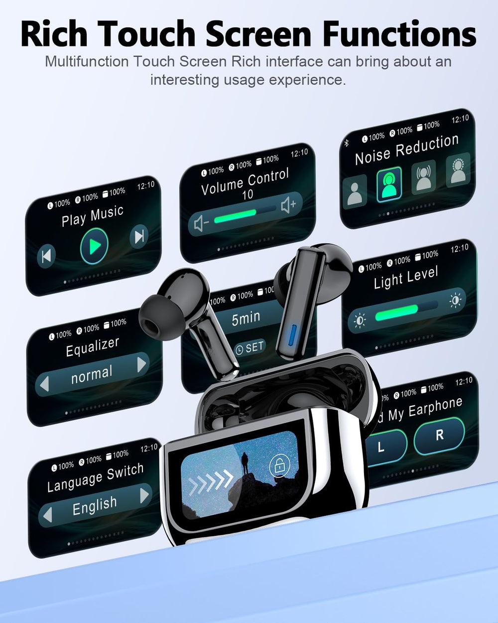 ZIUTY earbuds case open with buds ready for quick access and pairing.