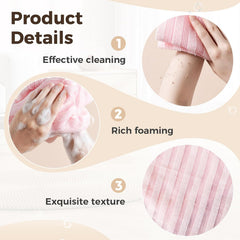 Extended-length towel reaching the back for comprehensive cleansing with ZIVWAGX
