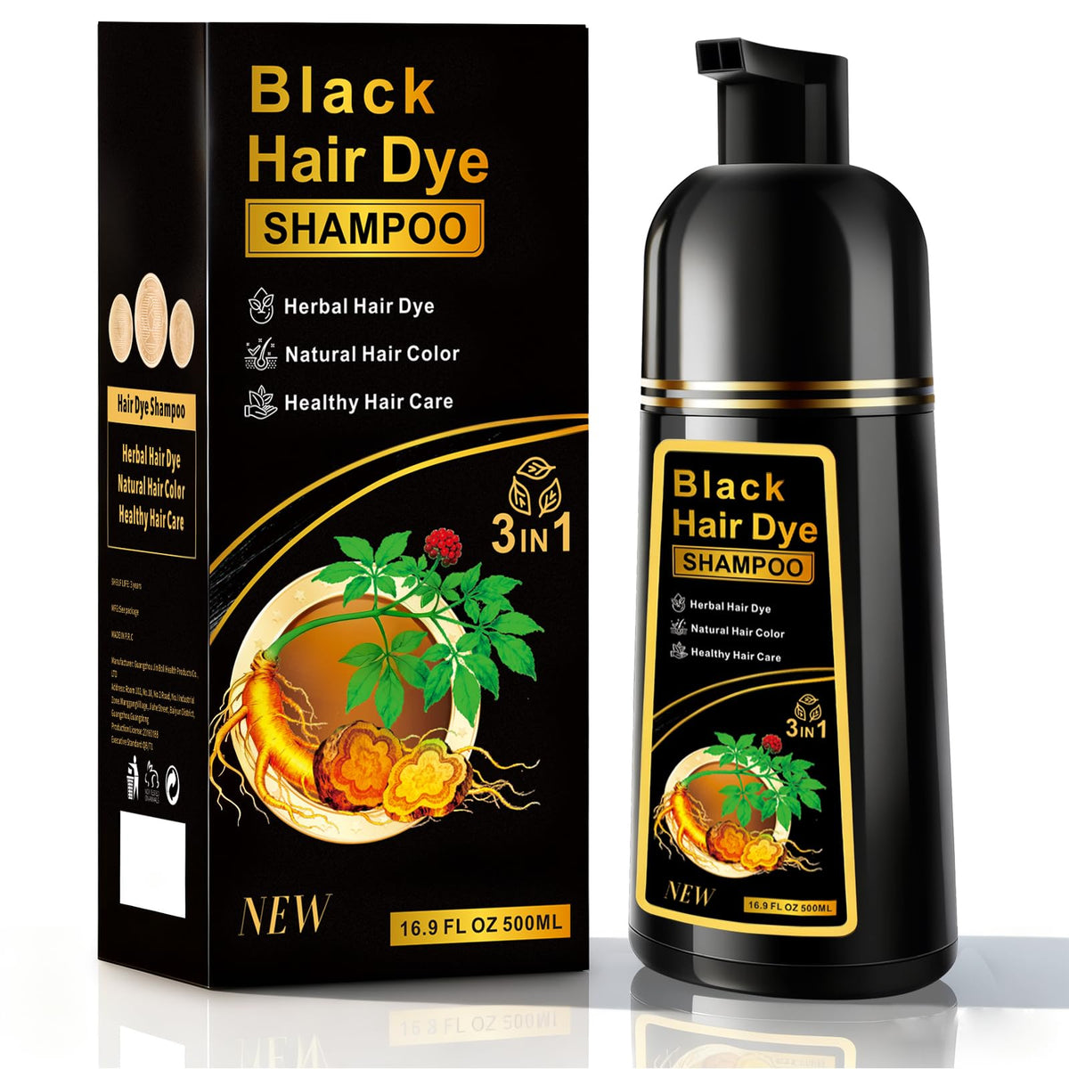ZIXSIRP black hair dye shampoo bottle being poured for quick gray coverage.