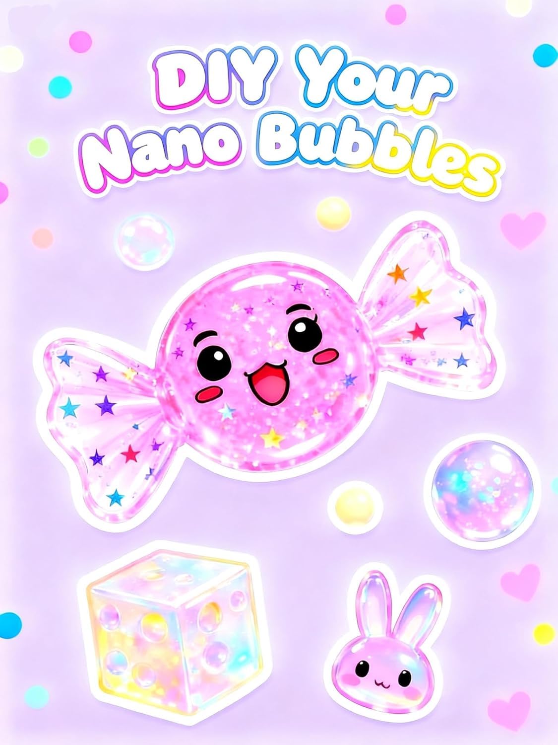 Close-up of sequins and small balls in ZiZa Nano Tape Bubble Kit