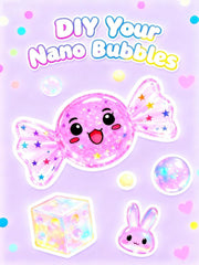 Close-up of sequins and small balls in ZiZa Nano Tape Bubble Kit