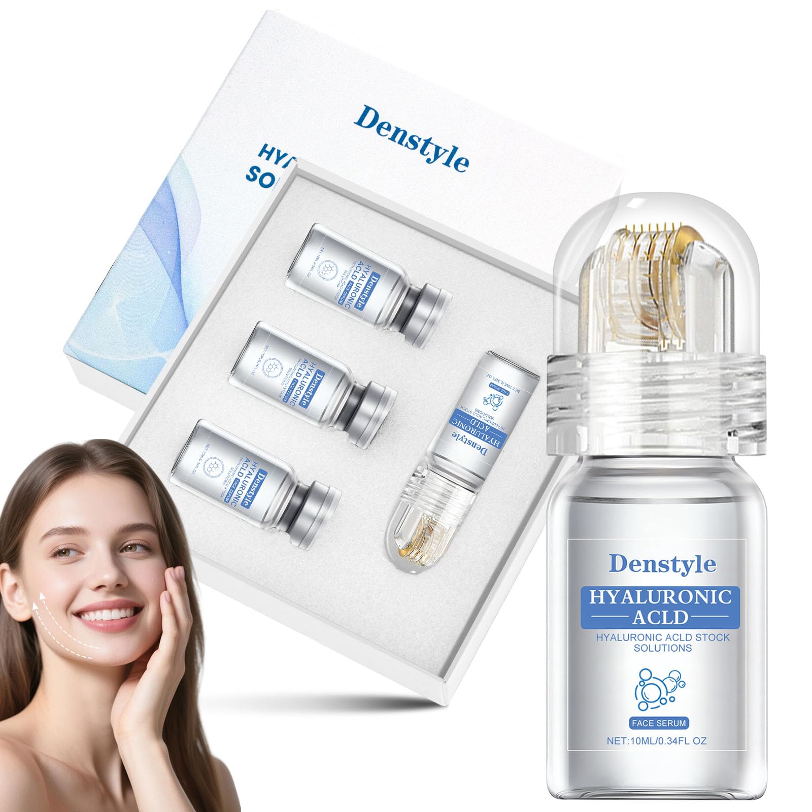 ZJRUI Micro Needling Kit face roller in action, promoting at-home hydration and smoother texture