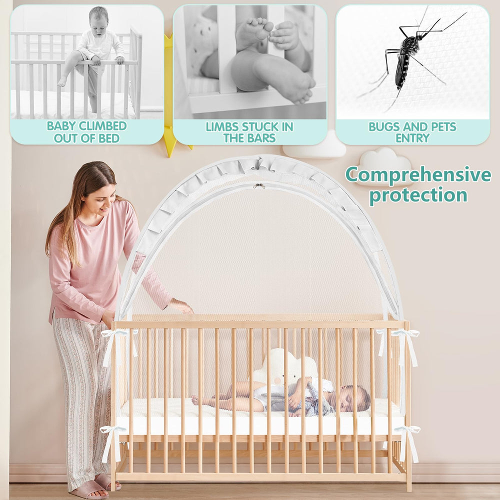 Zkaitoy crib tent close-up mesh showing breathable material.