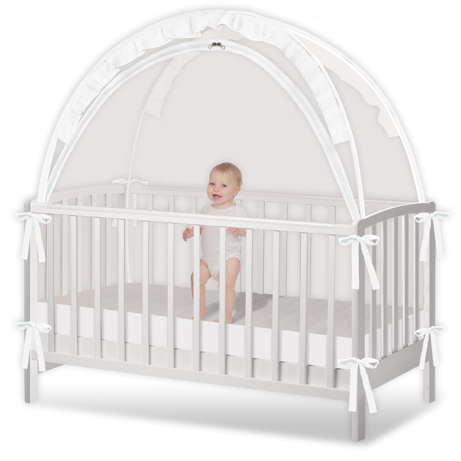 Zkaitoy crib tent pop-up auto-opening for quick setup and secure space.