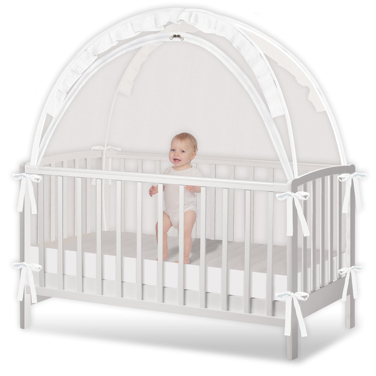 Zkaitoy crib tent pop-up auto-opening for quick setup and secure space.