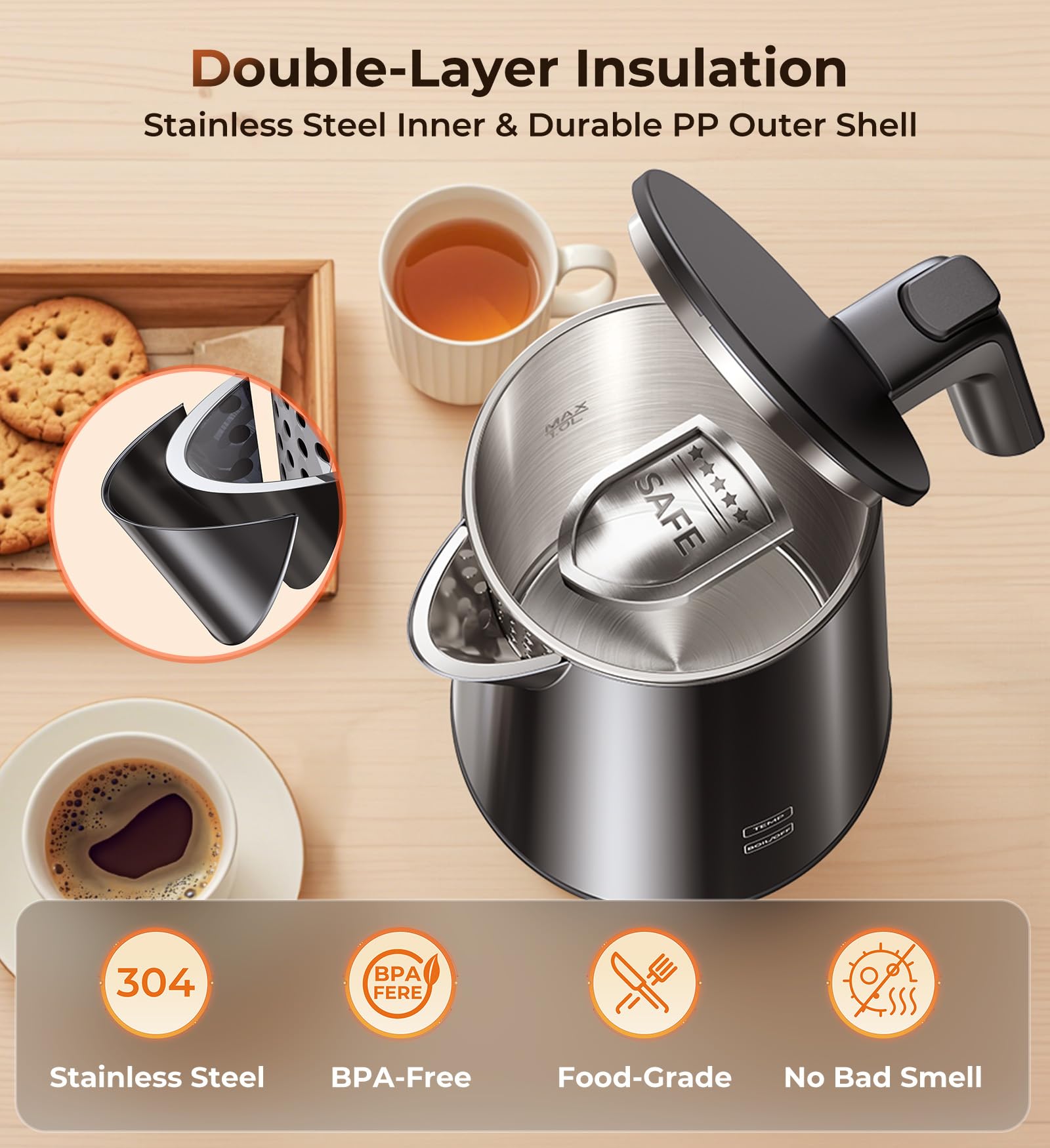 ZKBHOME kettle with seven-temperature control for precise brews