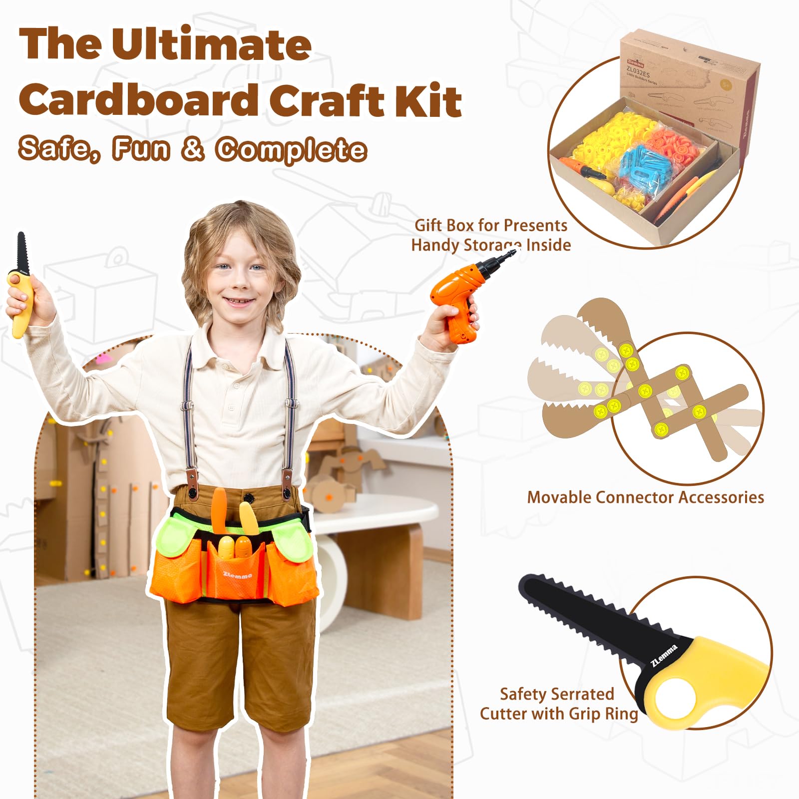 ZLemma Cardboard Kit storage gift box keeps tools organized after play