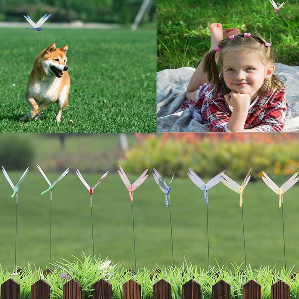 ZLMC dragonfly clip with green wings livens fences and garden corners.